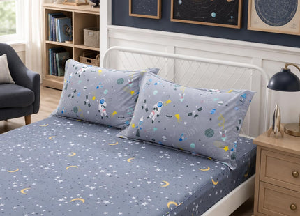 Brandream Kids Bedding Set Queen Size Sheets Cotton Boys Nautical Sharks Ocean Bed Sheet Set Deep Pocket 18 Inch (1 Top Sheet + 1 Fitted Sheet + 2 Pillow Shams)