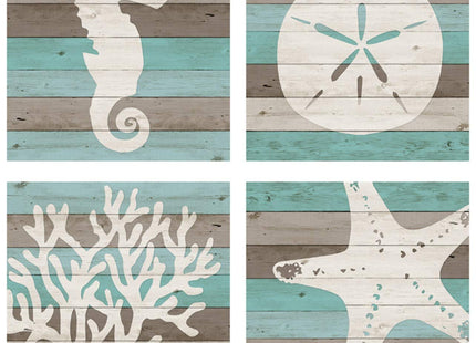 Carson Coaster Square 4 Piece Coastal Wood Home Decor