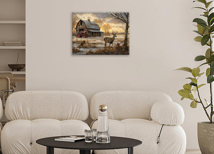Estused Deer Wall Art Farmhouse Deer Wall Decor Rustic Old Barn 16"x12"