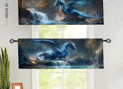 WUQIANQ Dragon Forest Kitchen Curtains 2 Pack Fantasy Theme Magic Animal Rod Pocket Decorative Small Window Curtains Valance for Cafe Living Room Bathroom Window Treatment Valances 54x18in