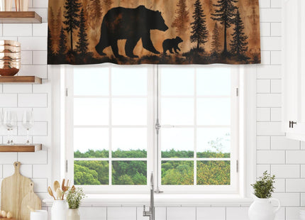 Worltoldb Forest Bear Curtain Valance Short Rod Pocket Window Treatment for Living Room Bedroom Kitchen Bathroom 1 Panel 54" W x 18" L