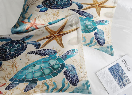 Pamnest Queen Comforter Set with Sheets, 7 Pieces Ocean Coral Bedding