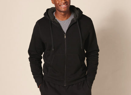 Amazon Essentials Men's Sherpa Lined Full-Zip Hooded Fleece Sweatshirt, Black, X-Large