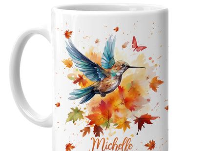 Hyturtle Personalized Fall Hummingbird Maple Leaves Coffee Mug