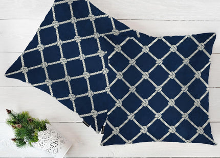 Swono Nautical Rope Throw Pillow Cases Pack of 2, Marine Fishing Net Knots Square Cushion Covers Decor Pillow Covers for Couch Sofa Home Decoration 18 X 18 Inches Pillowcases