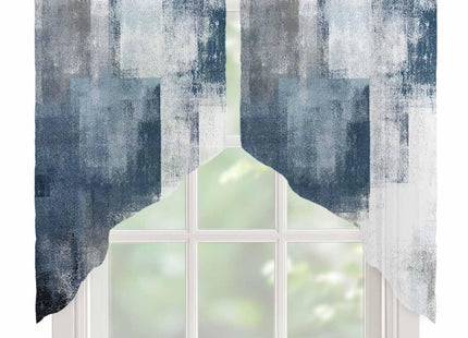 Blue Coastal Coral Swag Curtain Valance for Kitchen Window,Nautical Marine Life Voile Sheer Tier Curtains,Farmhouse Ocean Beach Rod Pocket Short Swag Topper for Small Windows Cafe 28"x36" 2 Panels