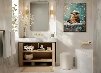 Aciagloc Bathroom Otter Canvas Wall Art, 12x16 In