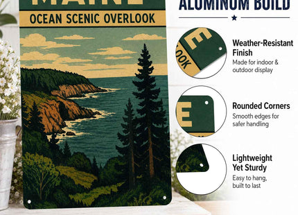 Maine Ocean Scenic Vintage Metal Signs 8 X 12 Inch