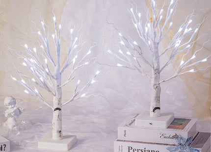 BDUSXYZ 4pcs 36LED Lighted Birch Tree Home Decor - White Birch Tree with Lights Money Tree Wedding Centerpieces Artificial Branches Table (White)