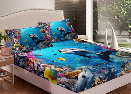 Erosebridal Whale Fitted Sheet for Kids Boys Teens Twin