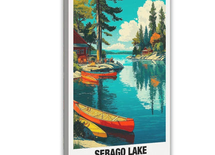 FtAmHbf Sebago Lake Scenic Maine ForestCalm Water Landscape Poster Bedroom Decor Sports Landscape Office Room Decor Gift Style:Frame 12x18inch