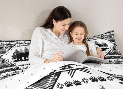 Feelyou Bear Comforter Set All Season Cabin Bear Animals Bedding Set with 2
