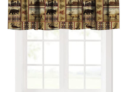 Rustic Moose Deer Window Valance,Vintage Country Cottage Style Pine Tree Brown Bear Elk Windows Valance Curtain for Kitchen Bedroom Living Room Office 54x18 Inch