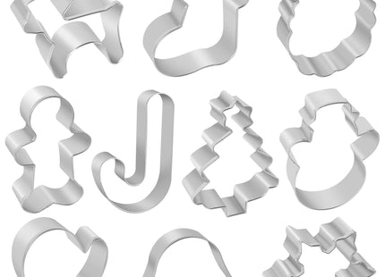 Christmas Cookie Cutters, 10 pieces Large Metal Cookie Cutters Shape - Gingerbread Man, Snowflake, Snowman, Christmas Tree, Bell, Reindeer & More for Holiday, Stainless Steel