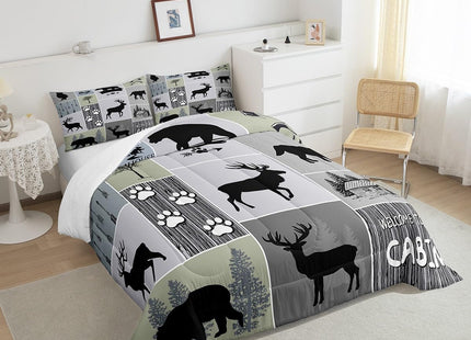 Feelyou Black Bear Deer Comforter Set Bedding Twin Size for Kids Adults