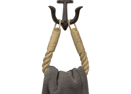 ROXLLGJC Nautical Rope Toilet Paper Holder Coastal Towel Holder with Metal Hook for Bathroom Decor (Black)