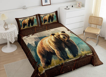 Erosebridal Brown Bear Bedding Set Full Woodland Safari Animal Comforter Set, Watercolor Wildlife Duvet Insert Rustic Farmhouse Quilt Sets, Country Lodge Cabin Bedding Comforters & Sets Breathable