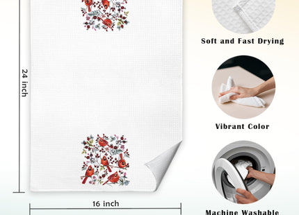 JINYO Cardinal Christmas Kitchen Towels, Hand Towels for Bathroom, Red Cardinal Gifts, Holiday Decor, 16x24 Inch