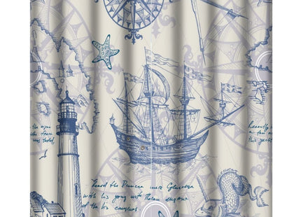 Nautical Sailboat Lighthouse Blackout Curtains - Rustic Hand Painted Compass Anchor Starfish Decorative Grommet Window Curtain Set Energy Saving Thermal Insulated Drapes,2 Panels 45L x 21W