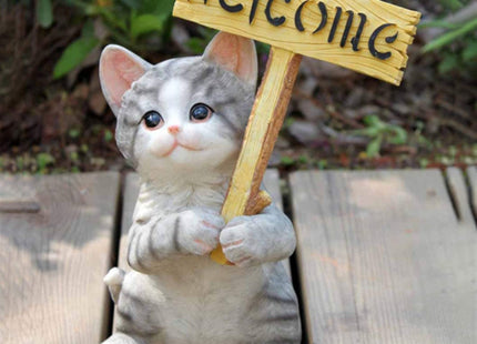 Garden Ornaments Outdoor Outdoor Garden Resin Maine Cat Welcome Card Ornaments Home Livingroom Figurines Crafts Balcony Villa Cafe Sculpture Decoration Garden Ornaments