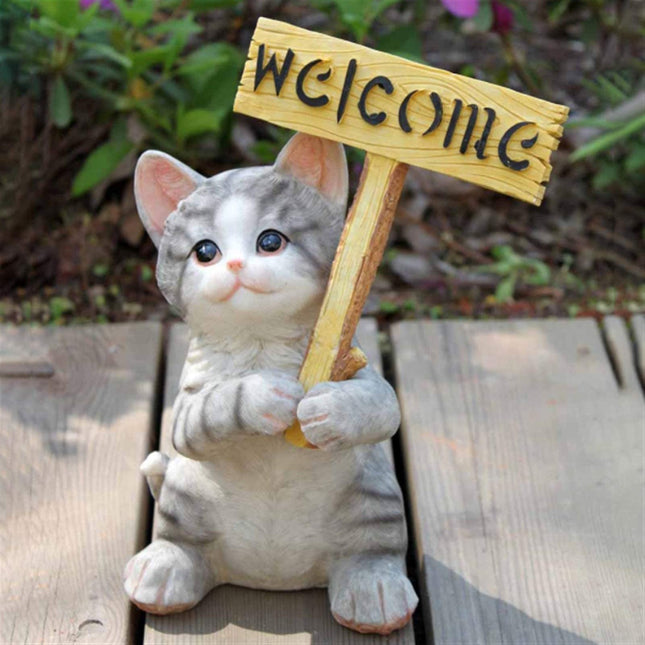 Garden Ornaments Outdoor Outdoor Garden Resin Maine Cat Welcome Card Ornaments Home Livingroom Figurines Crafts Balcony Villa Cafe Sculpture Decoration Garden Ornaments