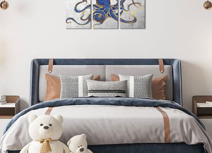Carestar 3 Piece Octopus Wall Art Painting Navy Blue Marine Animal Picture Print On Canvas Ocean Life Poster for Bathroom Bedroom Home Decor Decoration Gift Easy To Hang 12"x16"x3PCS