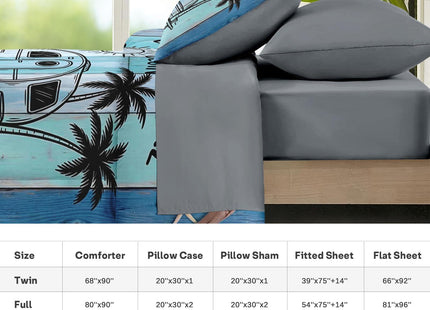 Nesker Full Comforter Set with Sheets, 7 Pieces Camping Beach Bedding