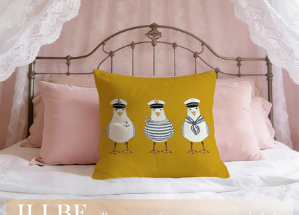 JLLBF Yellow Nautical Seagull Pillow Cover 18x18 Double-Sided