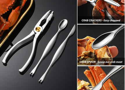 Seafood Tools （Exquisite 3-piece set) Lobster Crackers and crab crackers apply to lobster ，crab，crab legs，king crab legs，nut