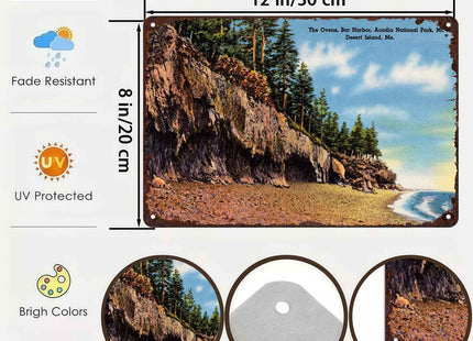 The Ovens Maine Coastal Scene Vintage Metal Wall Art Signs 8X12 Inch