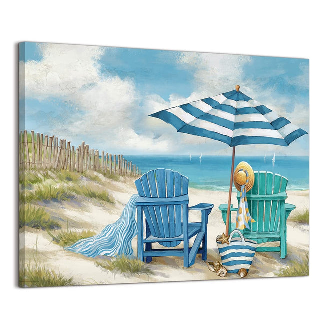 Canvas Wall Art Ocean Seascape Blue Painting Prints Modern Lighthouse Pictures Framed for Bedroom Bathroom Living Room Home Office Decor(12"x16")
