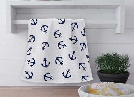 OHSUL Nautical Anchor Pattern Highly Absorbent Beach Towels Kitchen Towels Hand Towels Bath Towels,Anchor Sign Guest Towels Tea Towel for Bathroom Kitchen Hotel Gym Spa Decor,Ocean Lovers Gifts