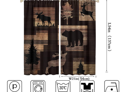 INSFBRB Rustic Lodge Cabin Rod Pocket Blackout Curtains for Living Room,Thermal Insulated Abstract Vintage Jungle Wildlife Elk Deer Tree Bear Window Curtains,54L x 21W 2 Panels