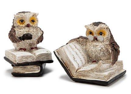 Adorable Reading Owl Statue, 2PCS Retro Resin Wise Owl Thinker Sculptures