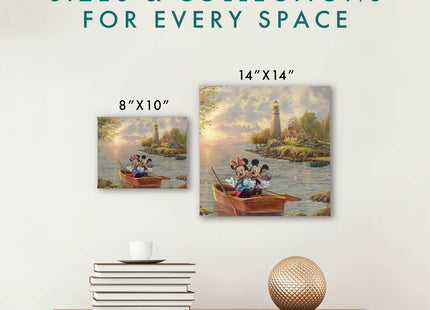 Thomas Kinkade Mickey and Minnie Lighthouse Cove 14" x 14" Gallery Wrapped Canvas Art | Frameless Room Wall Art | Certificate of Authenticity Included