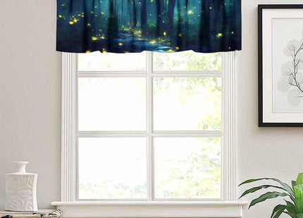 SHElifestyle Fantasy Forest Valance Curtain, Enchanted Trees Dreamy Mist Gothic Forest Glowing Lights Landscape Window Treatments Valance for Bedroom Living Room Kitchen 54x18inch