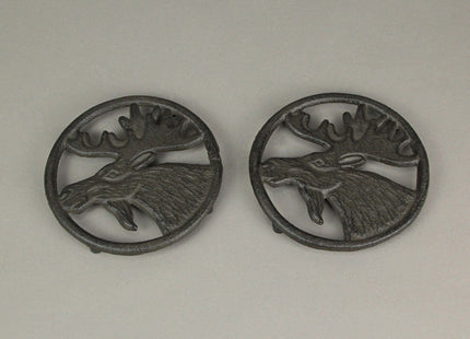 Things2Die4 Set of 2 Cast Iron Moose Trivets Decorative Kitchen Home Decorations Lodge Decor, Brown