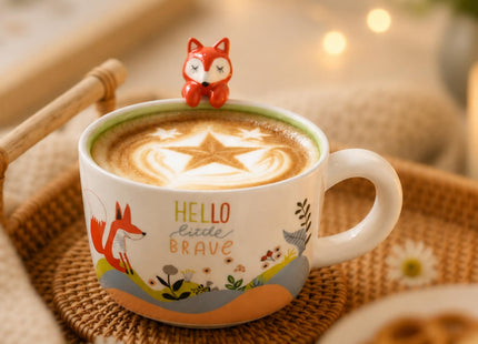lpylxingyan 12oz Cute 3D Fox Ceramic Coffee Mug