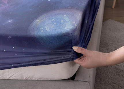 HOSIMA Blue Purple Fitted Sheet Set Queen Size Jellyfish Decor,Jellyfish Starfish Underwater World Bedding for Girls Room Decor,Nautical Sea Life Kids Fitted Sheet Set,1 Fitted Sheet+2 Pillowcases.