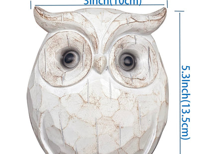 QIAOIDEA Rustic Carved Owl Figurine - Chubby Owl Decor for Home and Office - Shelf, Desktop, Cabinet, Fireplace Mantel