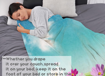 coedoaes Nautical Starfish Coral Fleece Blanket,50x60in,Blue Seashell Ocean Elements Throw Coastal Beach White Blankets,Soft Cozy Lightweight, Ideal for Bed Living Room Home Decor,Adults Gifts