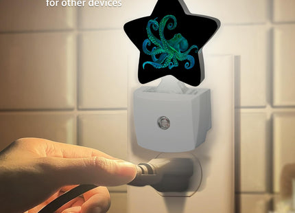 Losthll Green Octopus Night Light Plug-in Dusk to Dawn Smart Sensor White Led Nightlight for Bedroom Bathroom Kitchen Hallway Stairs Energy Efficient Decor Desk Lamp