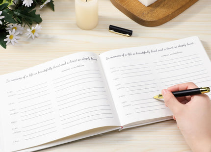 Patelai Funeral Guest Book with Pen, Cardinal
