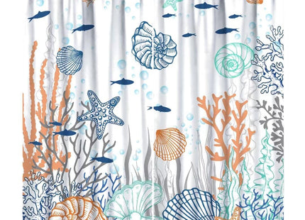 JanJCurt Nautical Coastal Curtains, Starfish Seashell Coral Beach Themed Drapes Ocean Orange Blue Teal Conch Print Window Treatments for Kitchen Living Room Bedroom, 42x45 Inch (No Blackout)