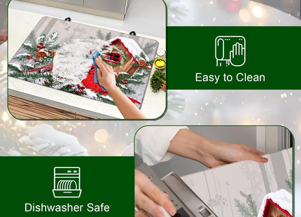 Christmas Stove Top Cover for Electric Stove 28 "x 20 ", Xmas Cardinal Bird Heat Resistant Glass Top Stove Cover Protector, Glass Cooktop Covers, Kitchen Flat Electric Stove Top Covers