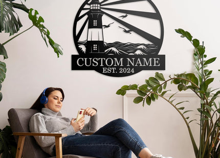 Personalized Lighthouse Metal Signs Custom Metal Signs Outdoor Cabin Sign