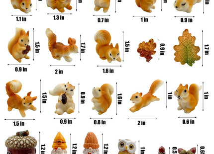 21 Mini Resin Squirrel,Miniature Squirrel Figurines for Garden Accessories