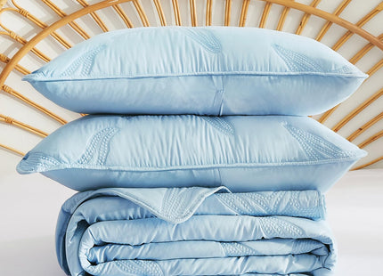 EVENHUG Coastal Quilt Sets King Size Summer Soft Lightweight Beach Bedding Set with Pillow Shams Nautical Bedspread Coverlet for All Season (Blue 90''x90'')