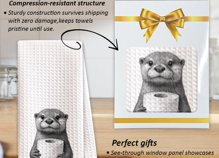Shescrzionu 1 PCS Funny Cute Otter Hand Towels, Fun Otter Gifts for Women, Animal Decorative Kitchen Towels for Kids' Bathroom,Pet Owners Housewarming - C02