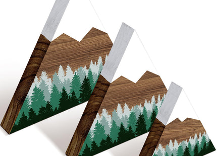 3 Pcs Mountain Shelf Decor Mountain Wooden Wall Decor Forest Art, Green